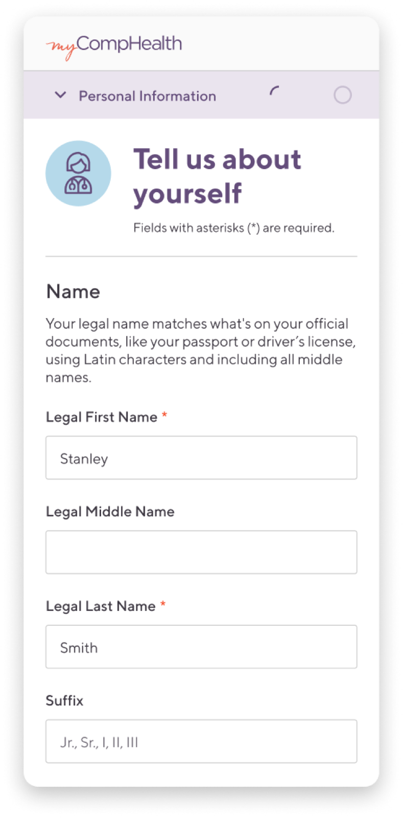 Provider application mobile view