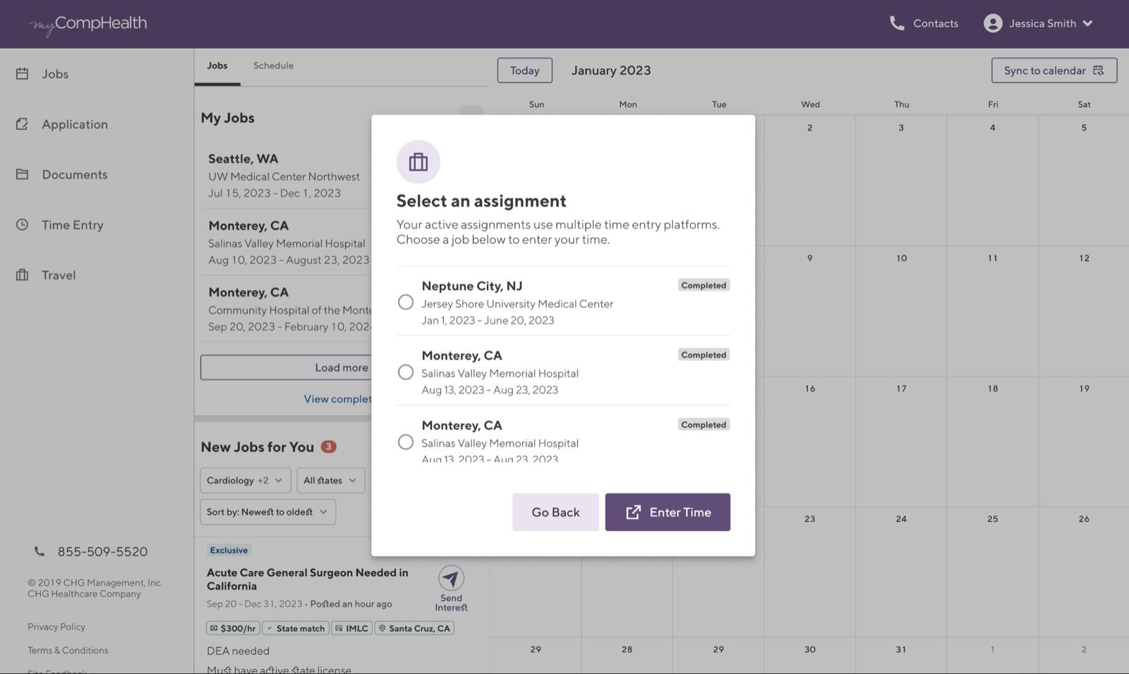 Option 3, Calendar and My Jobs unified view